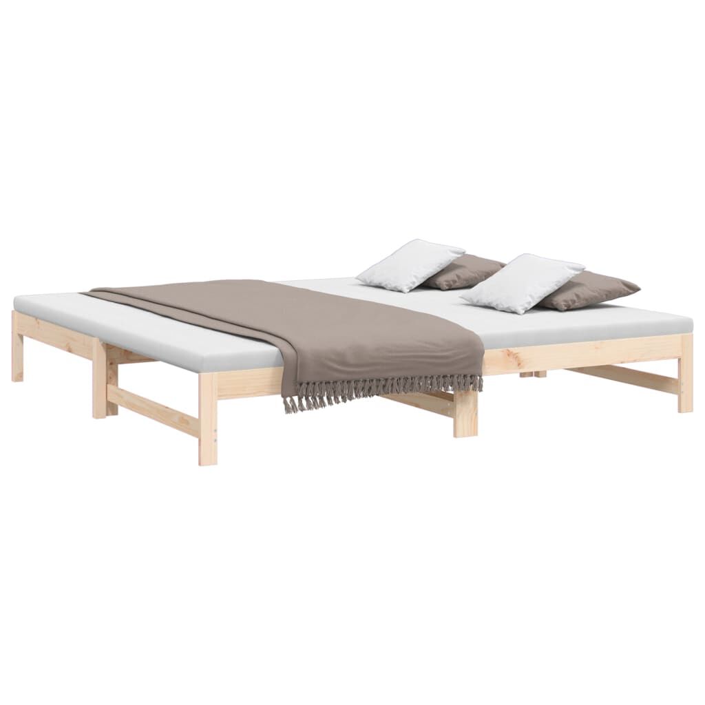 vidaXL Καναπές Κρεβάτι Συρόμενος 2x(100x200) εκ. από Μασίφ Ξύλο Πεύκου