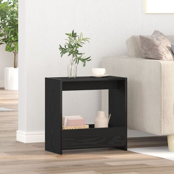 vidaXL Τραπέζι Δίπλα στον Καναπέ Μαύρο Δρύς 50x26x50 εκ Επεξεργασμένο Ξύλο