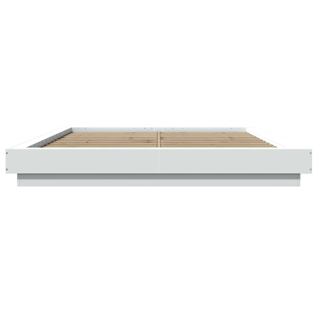 vidaXL Πλαίσιο Κρεβατιού Λευκό 150x200 εκ Επεξεργ. Ξύλο με LED