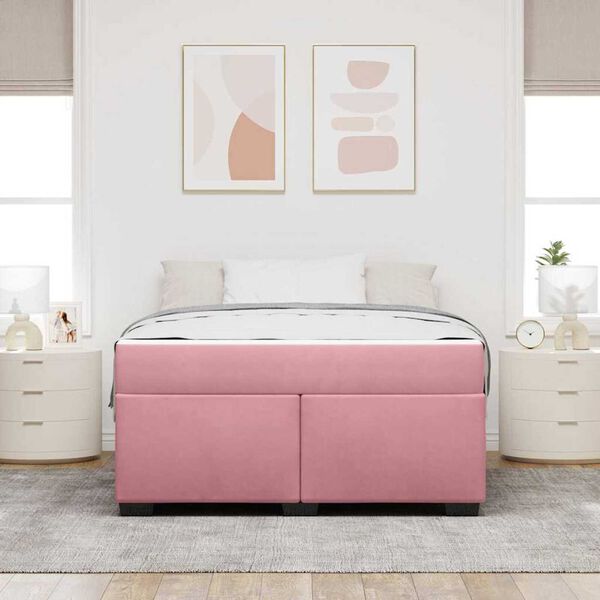 vidaXL Σκελετός κρεβατιού με στρώμα Άλλο Ροζ 140 x 200 cm Βελούδο