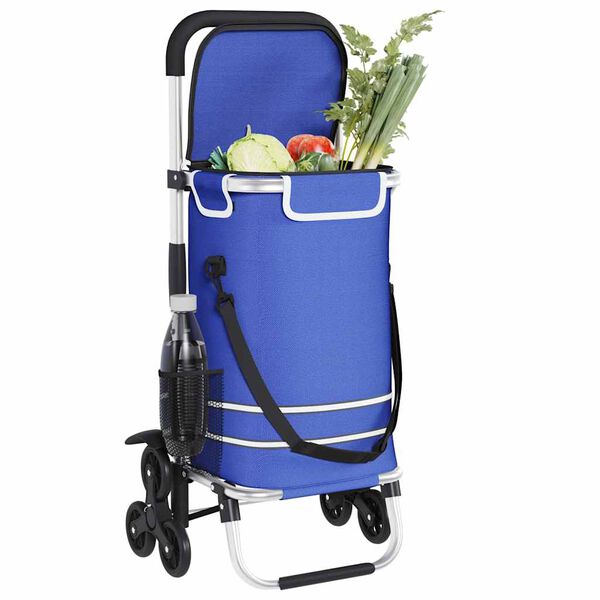 vidaXL Καρότσι Αγορών Μπλε 47 x 39 x 100.5 εκ. Ύφασμα Oxford