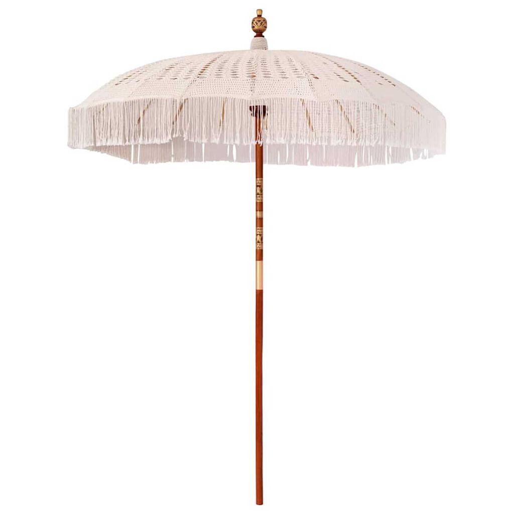 vidaXL Ομπρέλα ηλίου Κρεμ (185-195) x 250 εκ Βαμβάκι και συμπαγές ξύλο