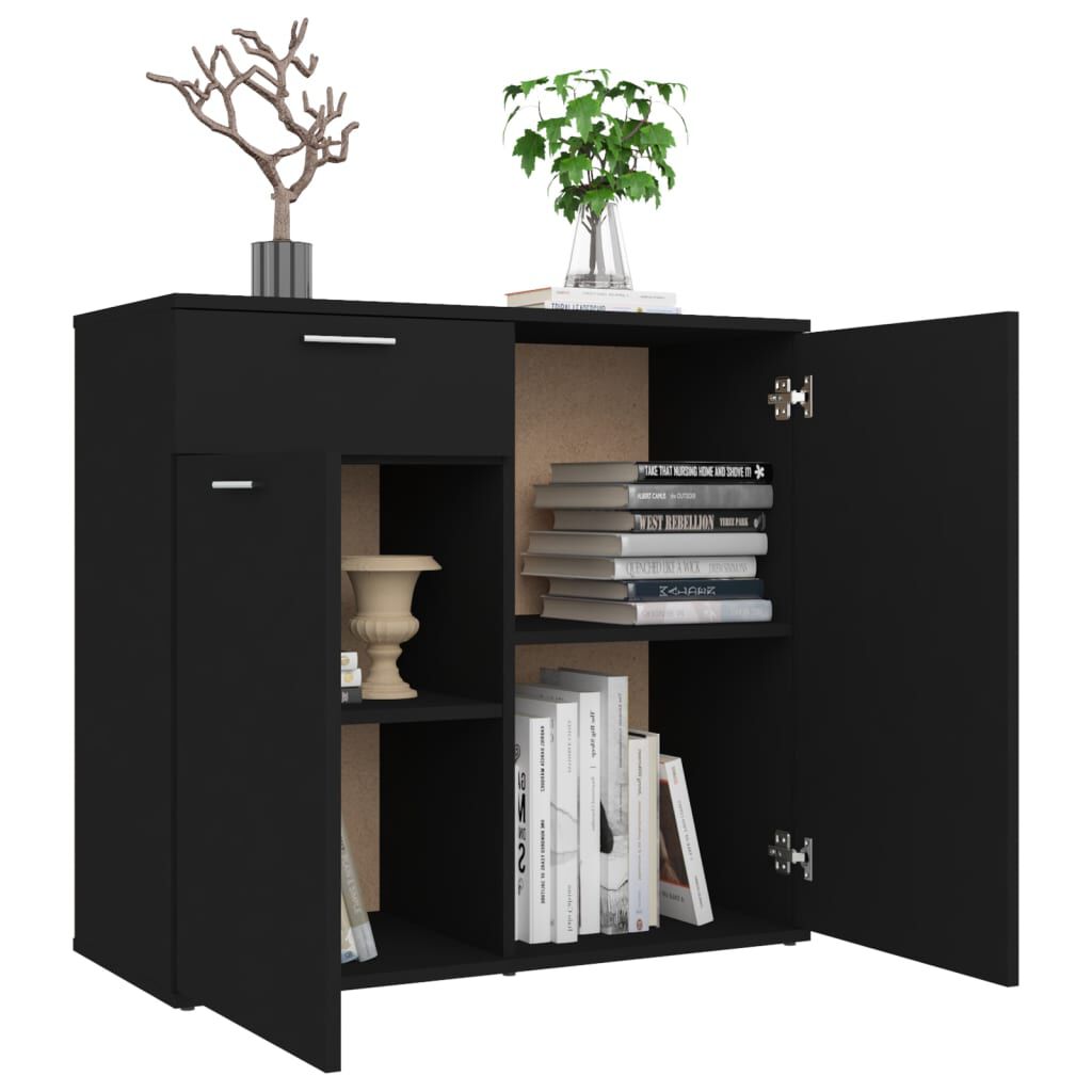 vidaXL Ντουλάπι με Συρτάρι Μεύρο 80 x 36 x 75 εκ. από Επεξ. Ξύλο