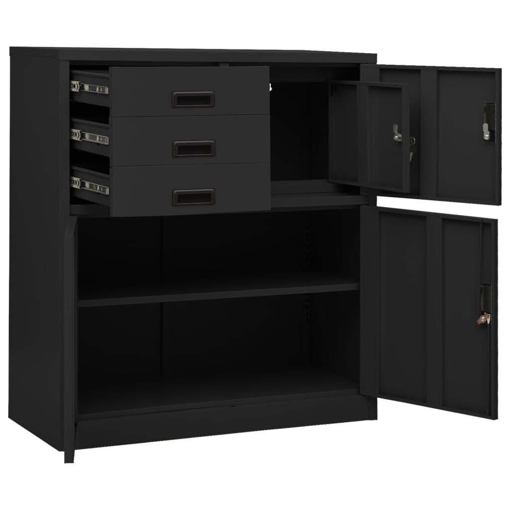 vidaXL Ντουλάπα Γραφείου με Γλάστρα Ανθρακί 90 x 40 x 125 εκ. Ατσάλινη