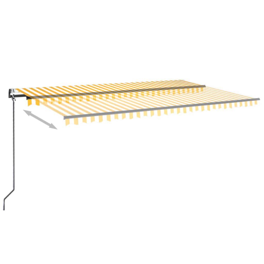vidaXL Τέντα Αυτόματη με LED & Αισθ. Ανέμου Κίτρινο/Λευκό 500x300 εκ.