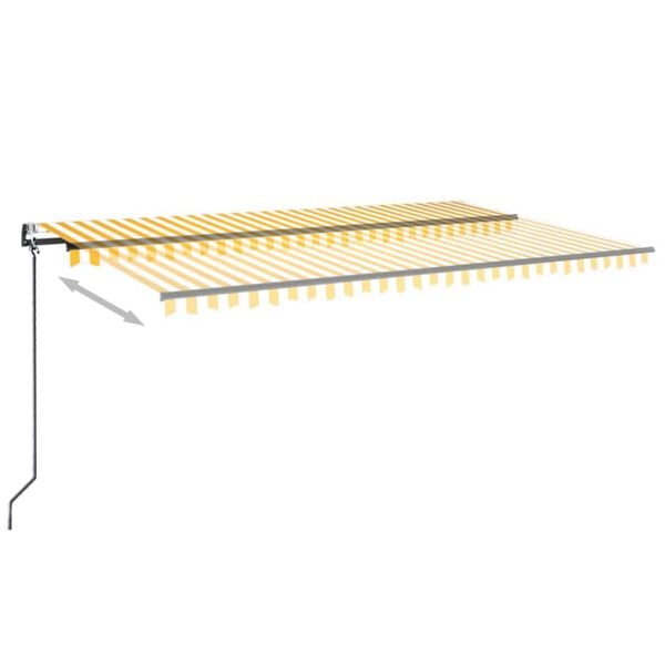 vidaXL Τέντα Αυτόματη με LED & Αισθ. Ανέμου Κίτρινο/Λευκό 500x300 εκ.