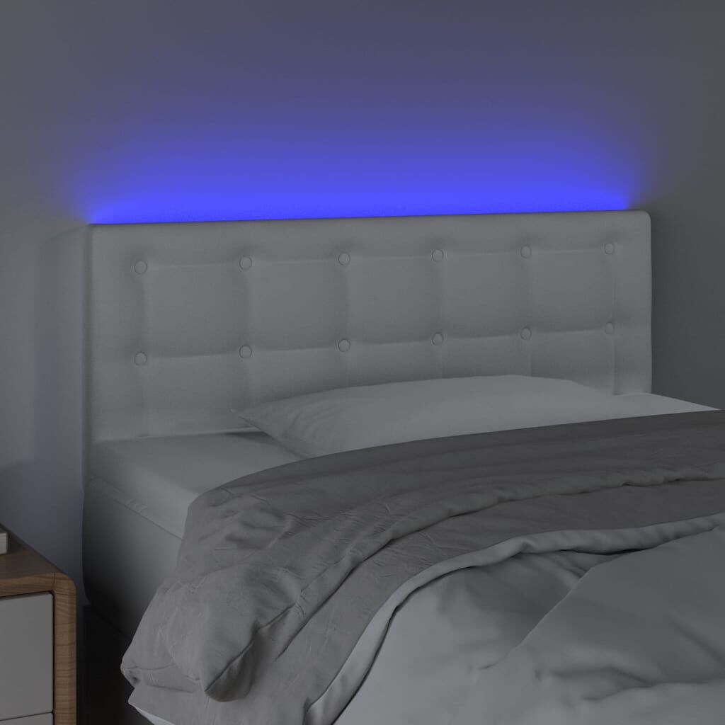 vidaXL Κεφαλάρι Κρεβατιού LED Λευκό 90x5x78/88 εκ. από Συνθετικό Δέρμα