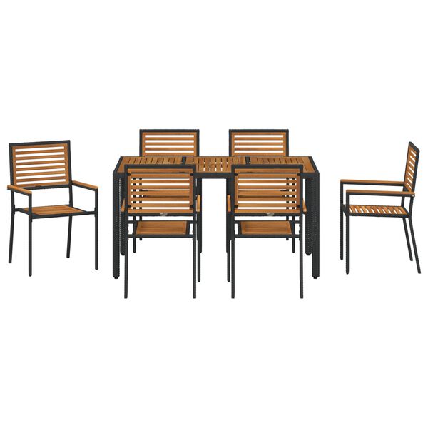 vidaXL Σέτ φαγητού για κήπο 7 pcs Μαύρο 150 x 90 x 75 cm