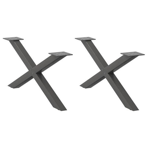 vidaXL Πόδια Τραπεζιού Σαλονιού σε Σχήμα Χ 2 τεμ. Ανθρακί 70x(30-31) εκ. Ατσάλι