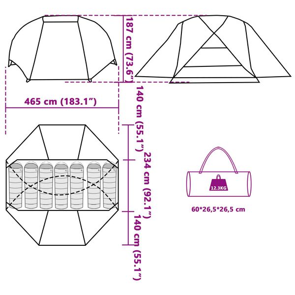 vidaXL Σκηνή ψαρέματος με στέγη Καφέ 514 x 465 x 187 εκ. Πολυεστέρας