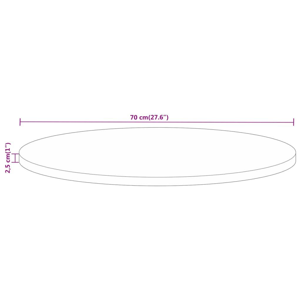 vidaXL Επιφάνεια Τραπεζιού Στρογγυλή Ø70x2,5εκ Μασίφ Ξύλο Μάνγκο