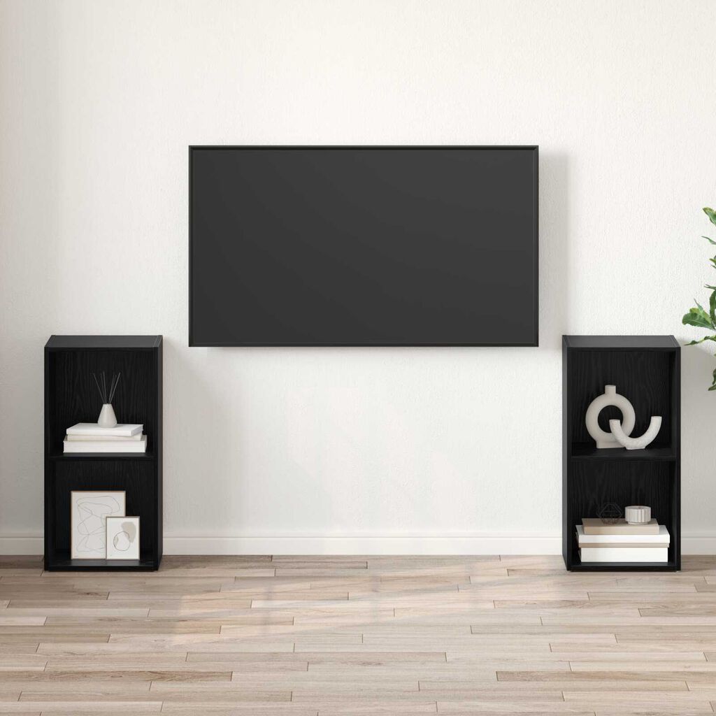 vidaXL Σετ επίπλου τηλεόρασης 2 pcs Μαύρη Δρυς 72 x 35 x 36.5 cm