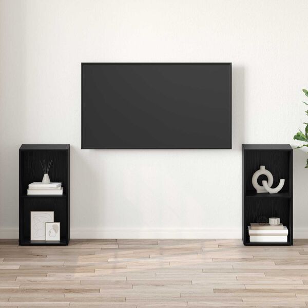 vidaXL Σετ επίπλου τηλεόρασης 2 pcs Μαύρη Δρυς 72 x 35 x 36.5 cm