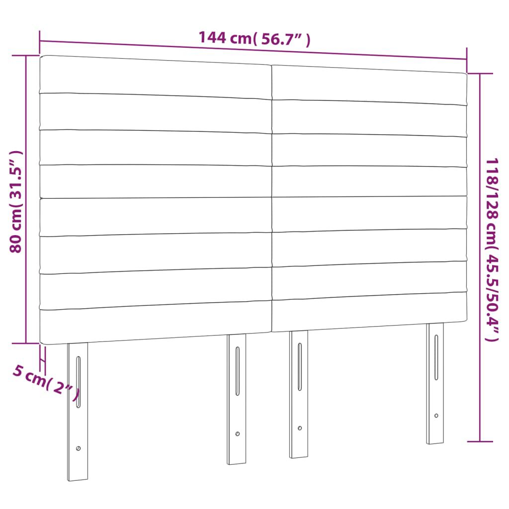vidaXL Κεφαλάρι Κρεβατιού LED Ροζ 144x5x118/128 εκ. Βελούδινο