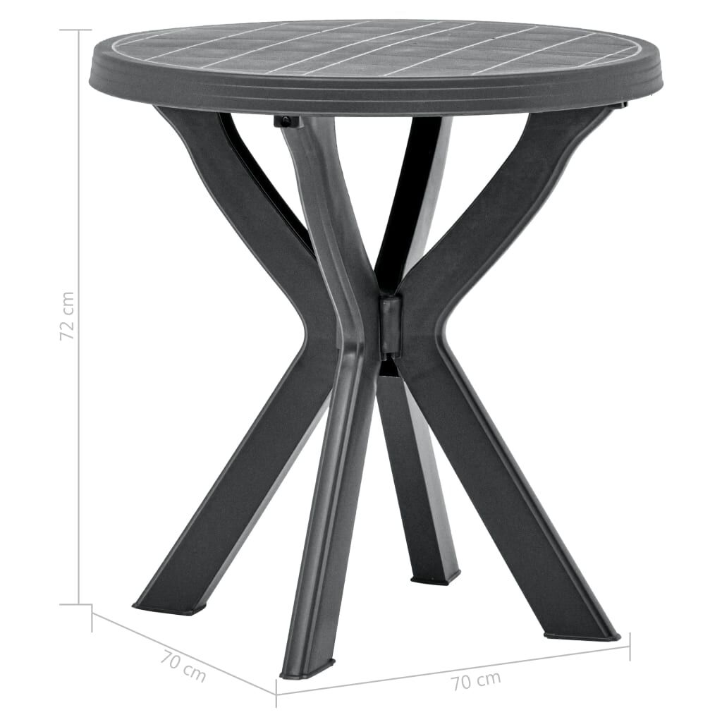 vidaXL Τραπέζι Bistro Ανθρακί Ø70 εκ. Πλαστικό