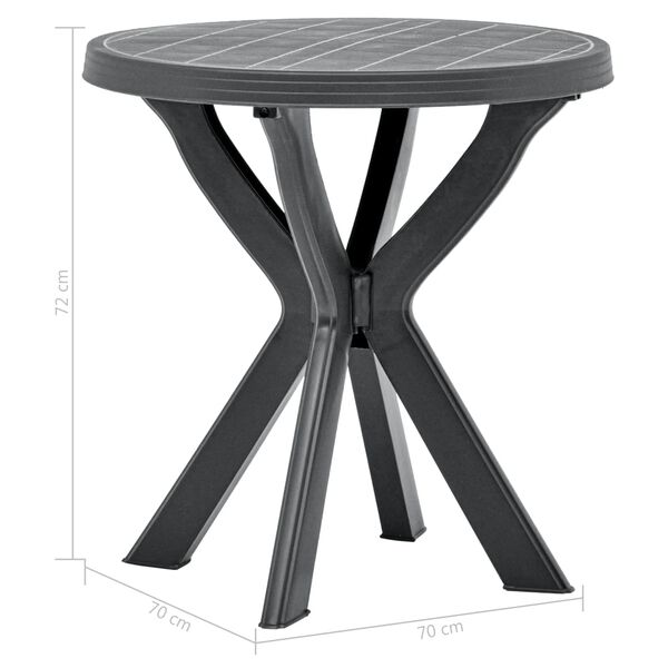 vidaXL Τραπέζι Bistro Ανθρακί Ø70 εκ. Πλαστικό