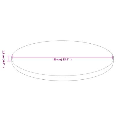 vidaXL Επιφάνεια Τραπεζιού Στρογγυλή Σκ. Καφέ Ø90x1,5 εκ. Ξύλο Δρυς