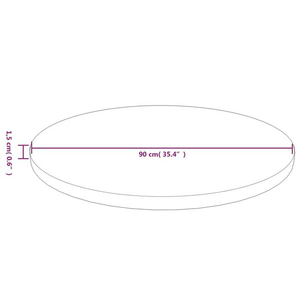 vidaXL Επιφάνεια Τραπεζιού Στρογγυλή Σκ. Καφέ Ø90x1,5 εκ. Ξύλο Δρυς