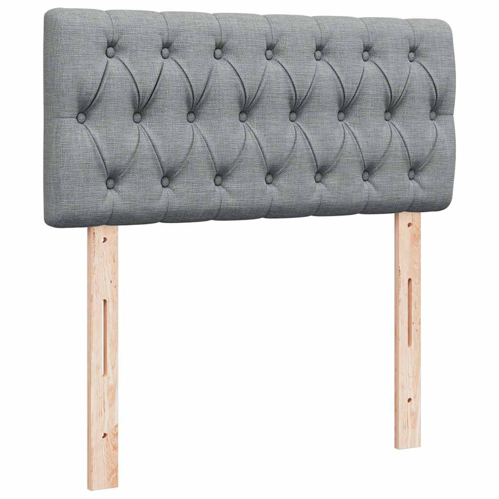 vidaXL Κρεβάτι Boxspring με Στρώμα Ανοιχτό Γκρι 90x190 εκ. Υφασμάτινο