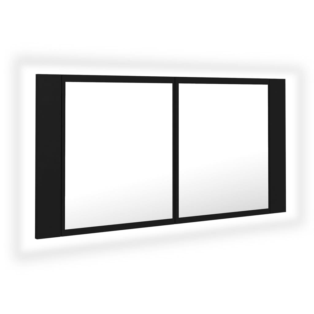 vidaXL Καθρέφτης Μπάνιου με Ντουλάπι LED Μαύρος 90x12x45 εκ. Ακρυλικός