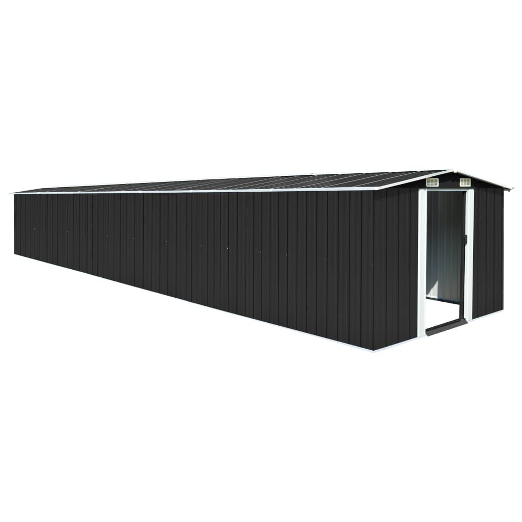 vidaXL Αποθήκη Κήπου Ανθρακί 257 x 779 x 181 εκ. Γαλβανισμένο Ατσάλι