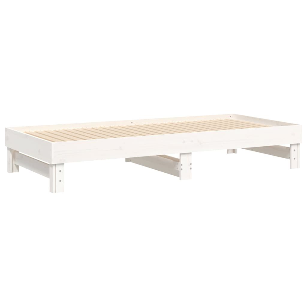 vidaXL Καναπές Κρεβάτι Συρόμενος Λευκός 2x(80x200) εκ. από Μασίφ Πεύκο