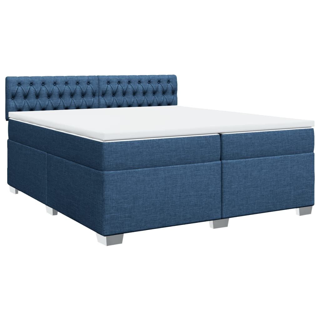 vidaXL Κρεβάτι Boxspring με Στρώμα Μπλε 200x200 εκ. Υφασμάτινο