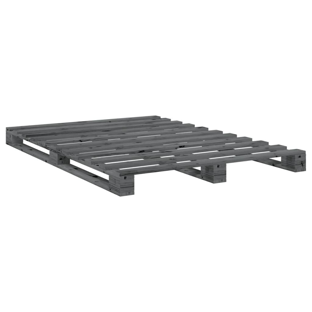 vidaXL Πλαίσιο Κρεβατιού με Κεφαλάρι Γκρι 140x200 εκ Μασίφ Ξύλο Πεύκου