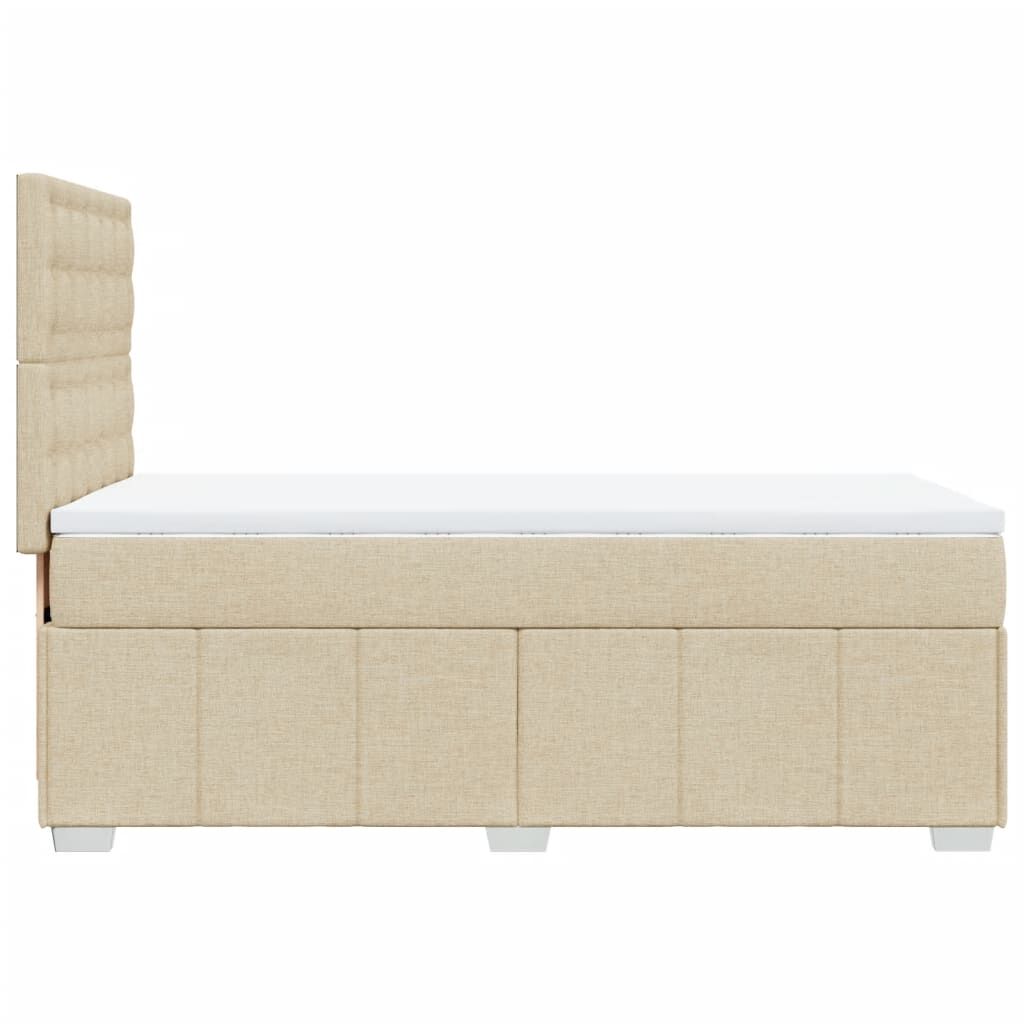 vidaXL Κρεβάτι Boxspring με Στρώμα Κρεμ 90x200 εκ.Υφασμάτινο