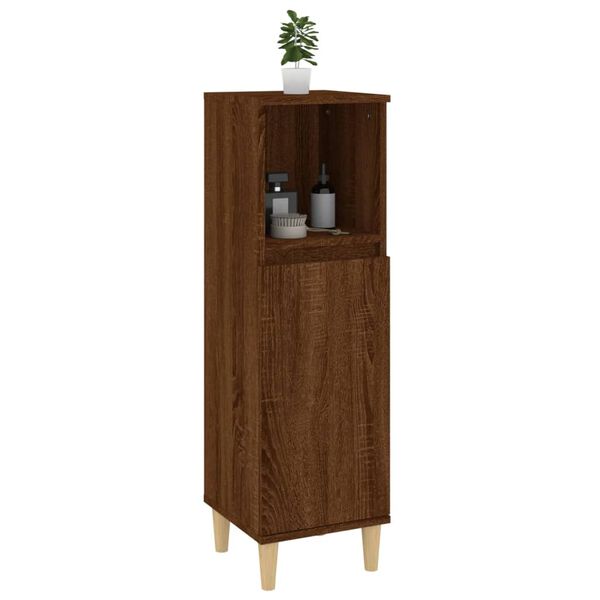 vidaXL Ντουλάπι Μπάνιου Καφέ Δρυς 30x30x100 εκ. Επεξεργασμένο Ξύλο