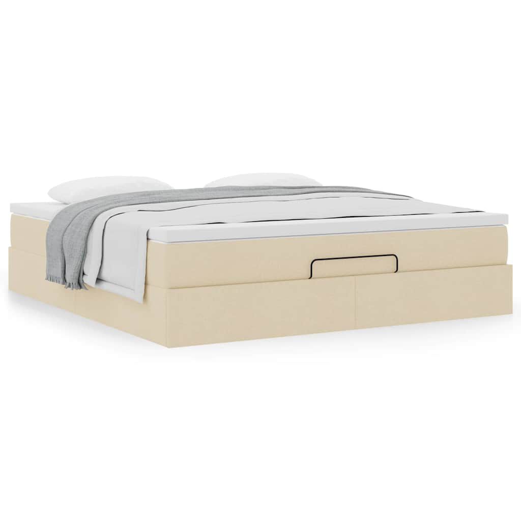 vidaXL Οθωμανικό κρεβάτι με στρώμα Cream 180x200cm ύφασμα