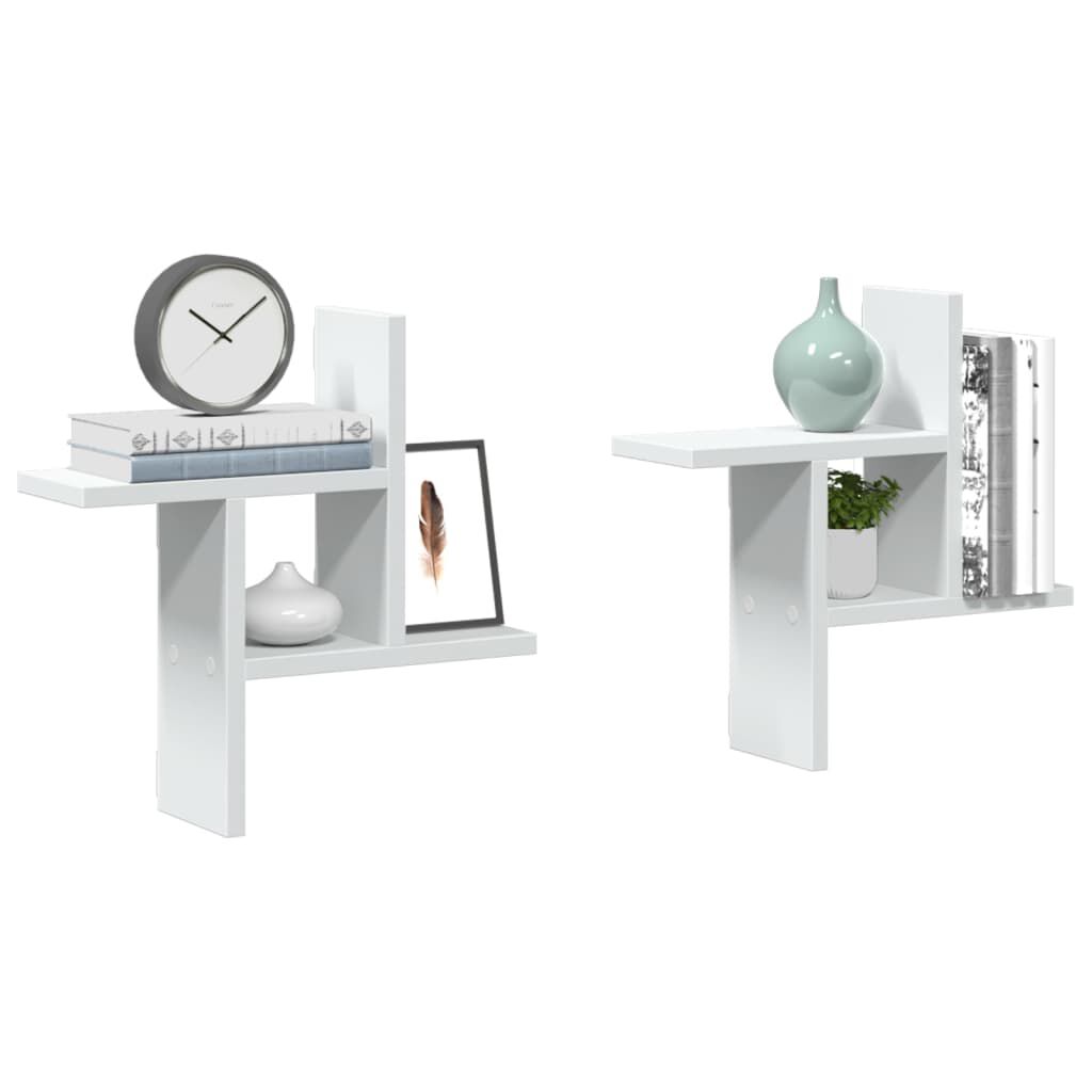 vidaXL Ραφιέρες Τοίχου 2 τεμ. Λευκές 38x12x38 εκ. από Επεξ. Ξύλο