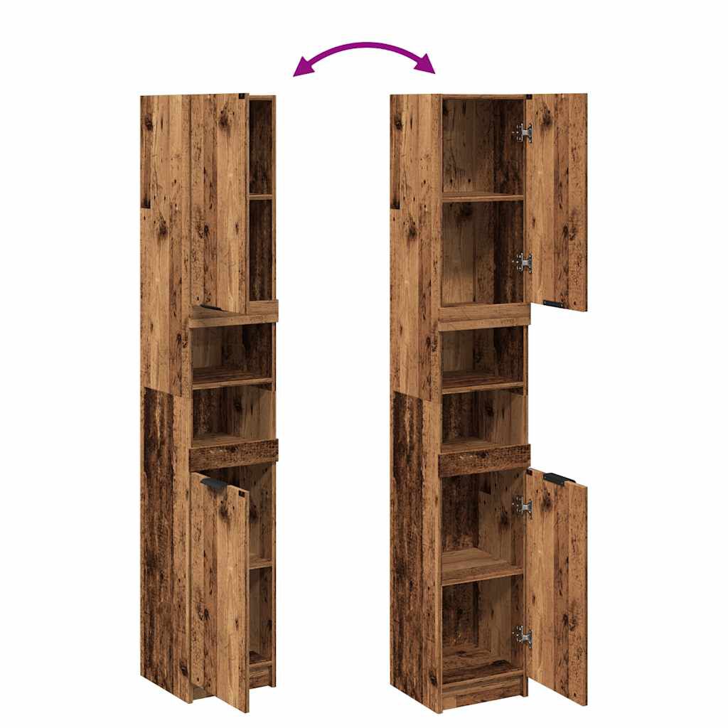 vidaXL Ντουλάπι μπάνιου Παλιό ξύλο 32x34x188,5 cm Κατασκευασμένο ξύλο