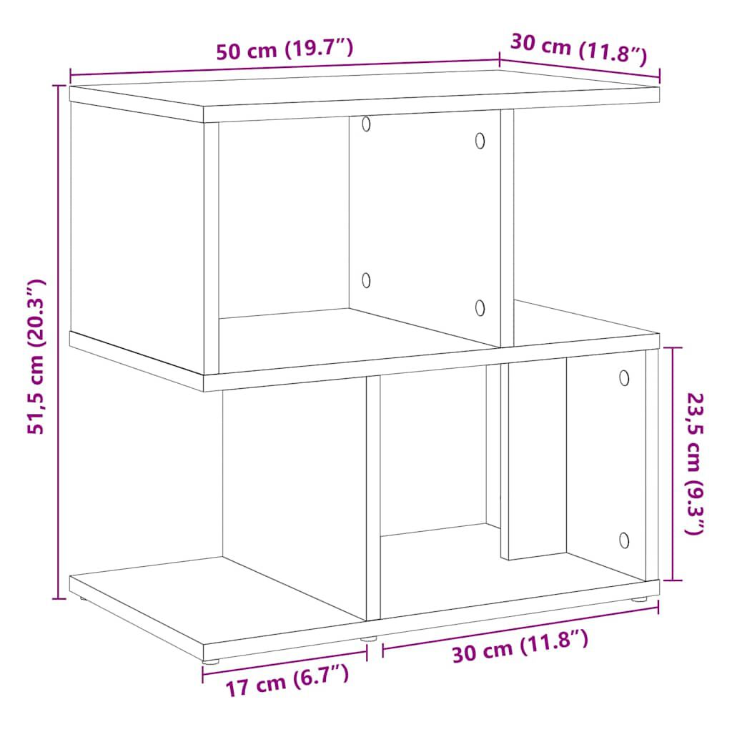 vidaXL Κομοδίνο παλιό ξύλο 50x30x51,5 cm Κατασκευασμένο ξύλο