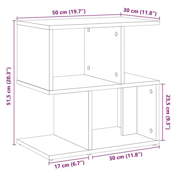 vidaXL Κομοδίνο παλιό ξύλο 50x30x51,5 cm Κατασκευασμένο ξύλο