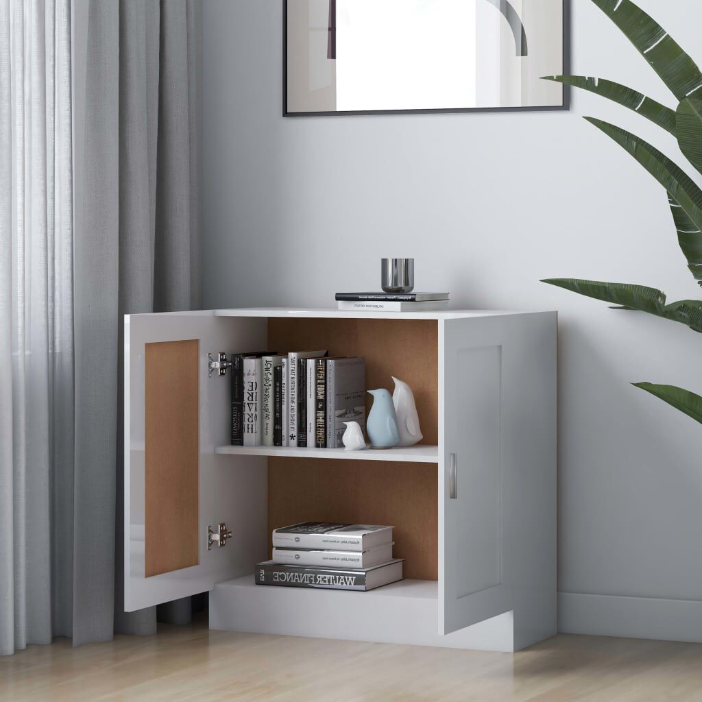vidaXL Βιβλιοθήκη Γυαλιστερό Λευκό 82,5 x 30,5 x 80 εκ. Επεξ. Ξύλο