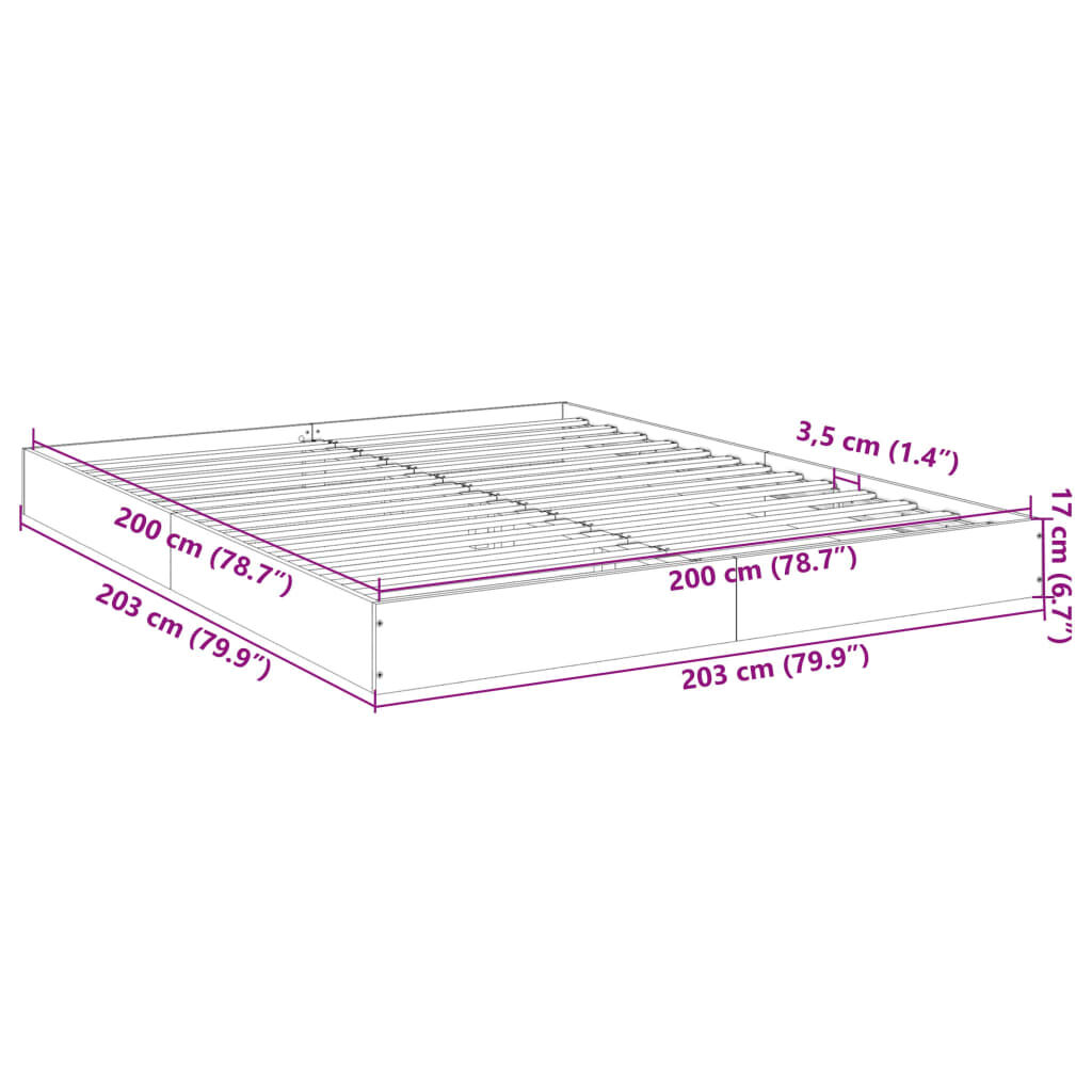 vidaXL Πλαίσιο Κρεβατιού Χωρ. Στρώμα Sonoma Δρυς 200x200 εκ. Επ. Ξύλο