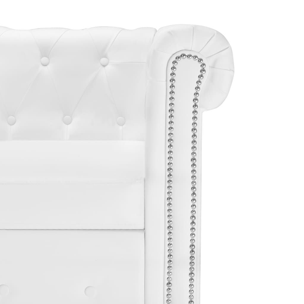 vidaXL Καναπές Γωνιακός Chesterfield Λευκός από Συνθετικό Δέρμα