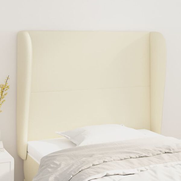 vidaXL Κεφαλάρι με Πτερύγια Κρεμ 93x23x118/128 εκ. Συνθετικό Δέρμα