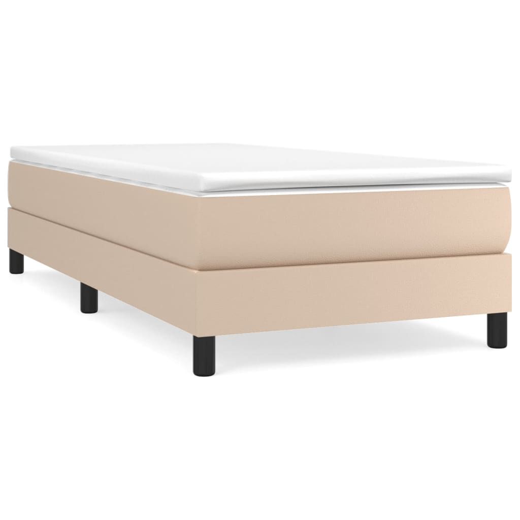 vidaXL Κρεβάτι Boxspring με Στρώμα Καπουτσίνο 80x200 εκ. Συνθ. Δέρμα