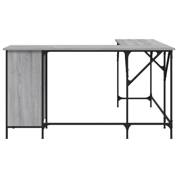 vidaXL Γραφείο Γκρι Sonoma 141x141x75 εκ. από Επεξεργασμένο Ξύλο