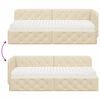 vidaXL Κρεβάτι Γωνίας με στρώμα με κεφαλάρι Κρεμ 80 x 200 cm ύφασμα