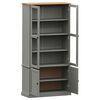 vidaXL Βιτρίνα VIGO Γκρι 85 x 35 x 170 εκ. από Μασίφ Ξύλο Πεύκου