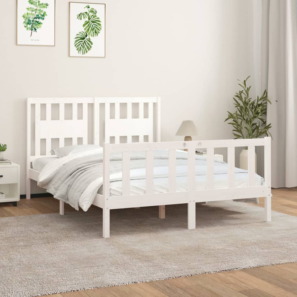 vidaXL Πλαίσιο Κρεβατιού με Κεφαλάρι Λευκό 120x200 εκ. από Μασίφ Πεύκο