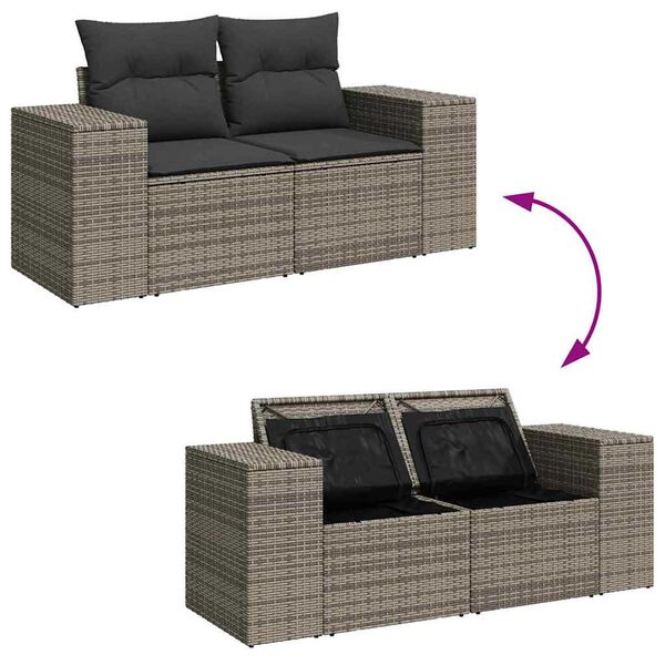 vidaXL Σετ Καναπέ Κήπου με μαξιλάρι 9 pcs Γκρι 80 x 80 x 71 cm