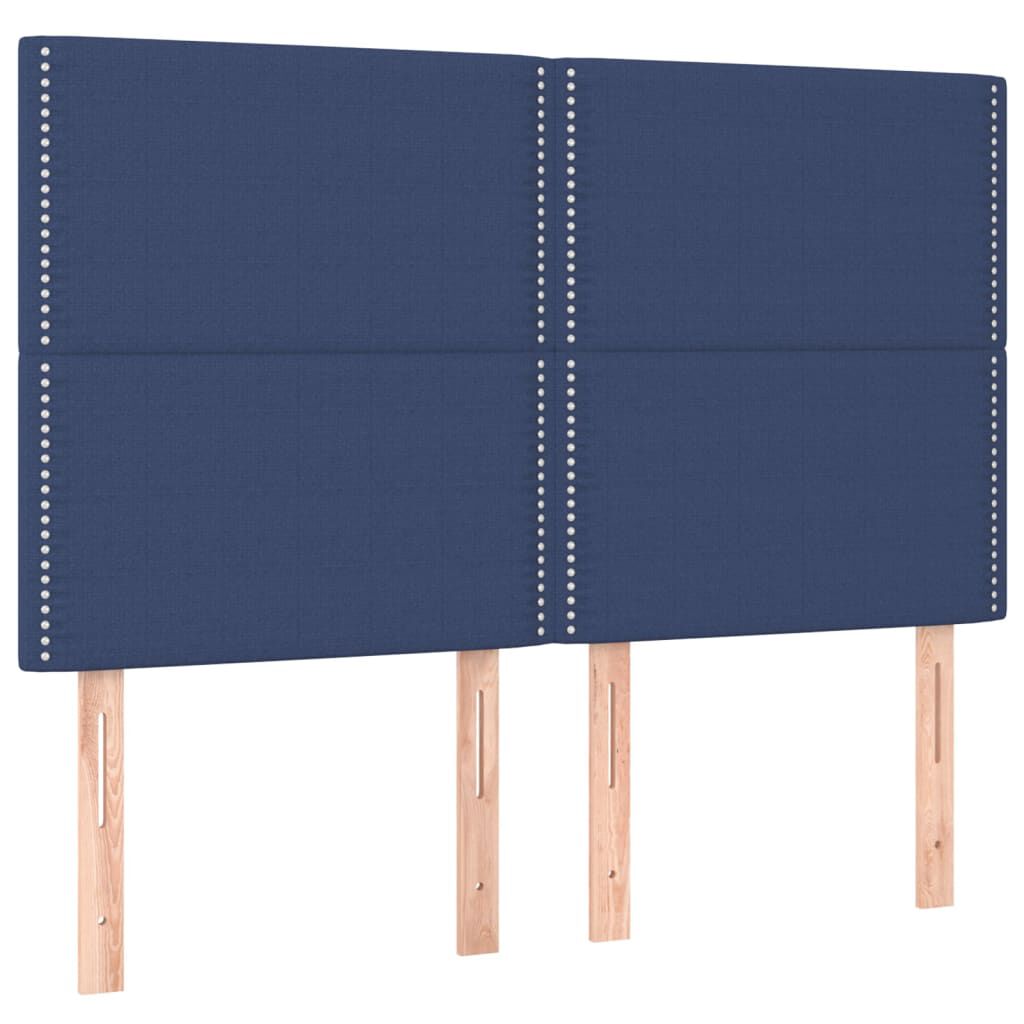 vidaXL Κρεβάτι Boxspring με Στρώμα Μπλε 140x190 εκ. Υφασμάτινο