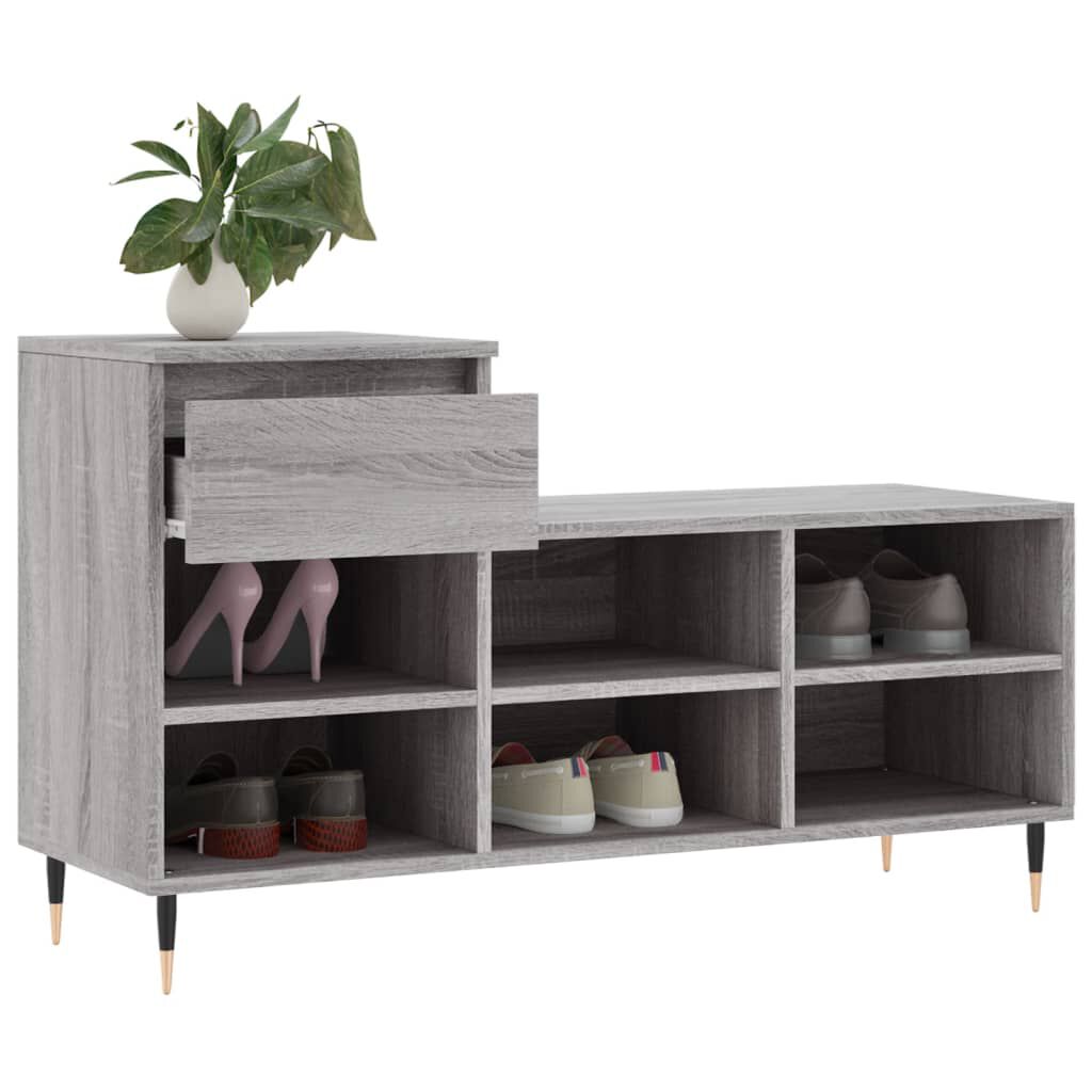 vidaXL Παπουτσοθήκη Γκρι Sonoma 102x36x60 εκ. από Επεξεργασμένο Ξύλο