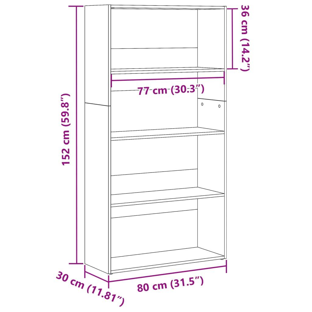 vidaXL Βιβλιοθήκη Γκρι Σκυροδέματος 80x30x152 εκ. Επεξεργ. Ξύλο