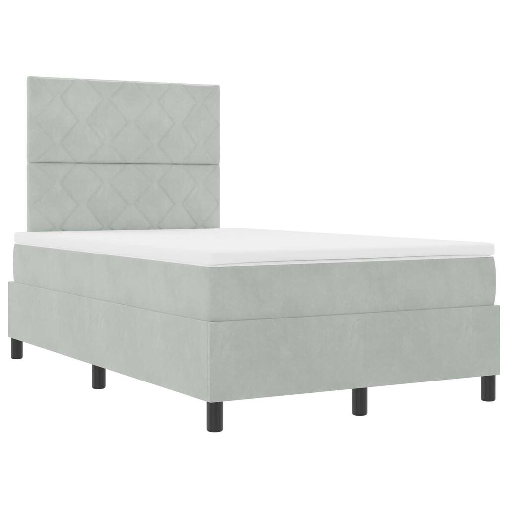 κρεβάτι Box Spring με στρώμα και LED vidaXL Γκρι 120x190 cm Βελούδο