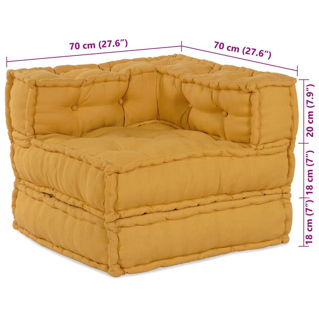 vidaXL Modular Pouffes 3 τμχ Κίτρινο Ύφασμα